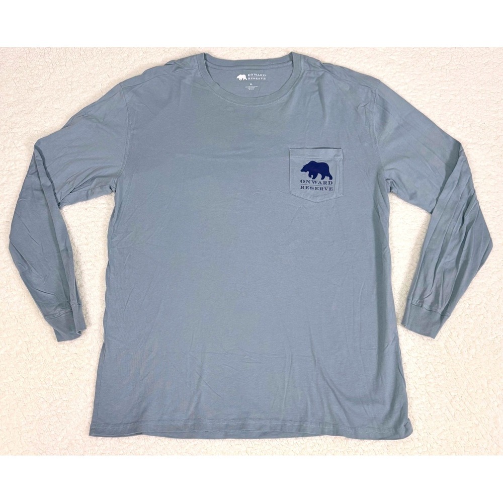 Onward Reserve Atlanta Bear Graphic Long Sleeve Pocket T-Shirt Blue XL Mens